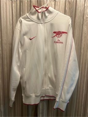 Arsenal x Nike White Heavyweight Club Jacket with Red Accents, Mens Size XXL
